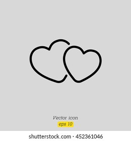 Web line icon. Two hearts.
