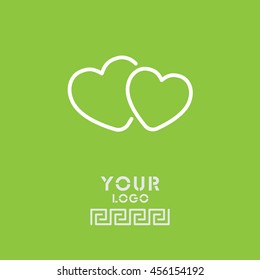 Web line icon. Two hearts.