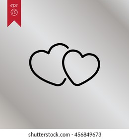 Web line icon. Two hearts.