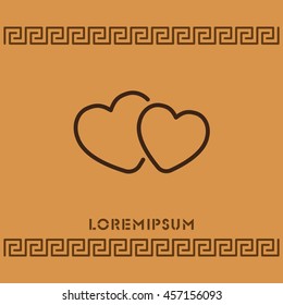 Web line icon. Two hearts.
