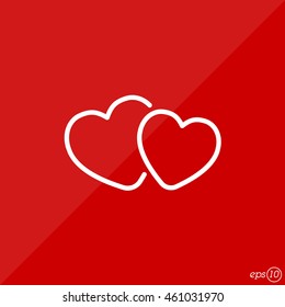 Web line icon. Two hearts.