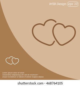 Web line icon. Two hearts.