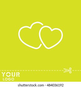 Web line icon. Two hearts.
