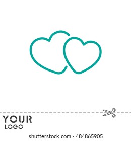 Web line icon. Two hearts.