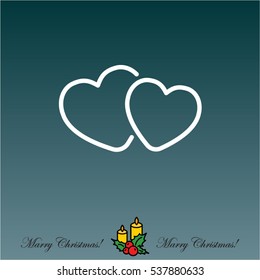 Web line icon. Two hearts.
