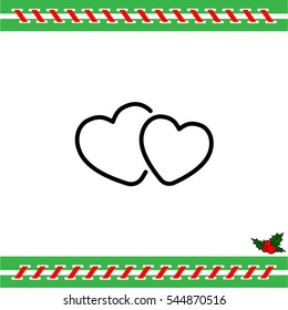 Web line icon. Two hearts.