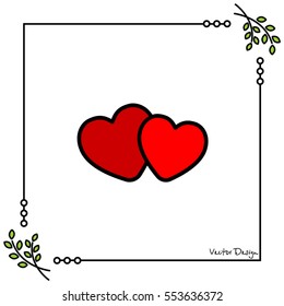 Web line icon. Two hearts.