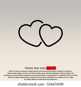 Web line icon. Two hearts.