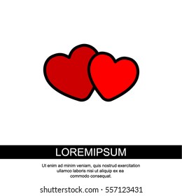 Web line icon. Two hearts.