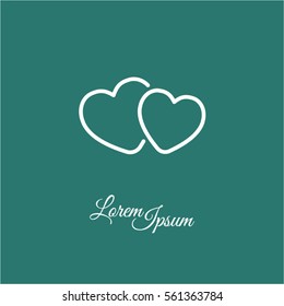Web line icon. Two hearts.