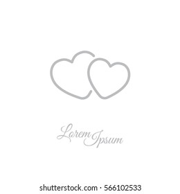 Web line icon. Two hearts.