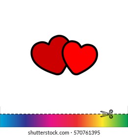 Web line icon. Two hearts.