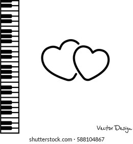 Web line icon. Two hearts.