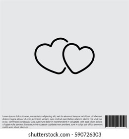 Web line icon. Two hearts.