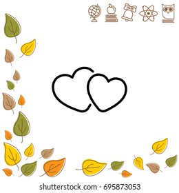 Web line icon. Two hearts.