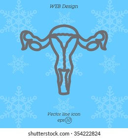 Web line icon. Uterus.