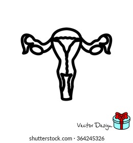 Web line icon. Uterus.
