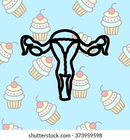 Web line icon. Uterus.