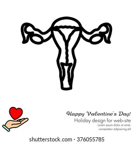 Web line icon. Uterus.