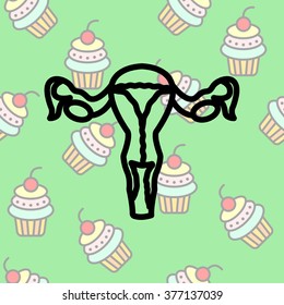 Web line icon. Uterus.
