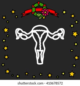 Web line icon. Uterus.