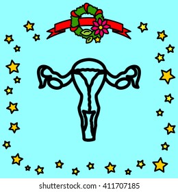 Web line icon. Uterus.