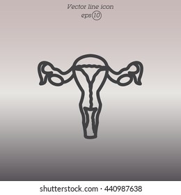 Web line icon. Uterus.
