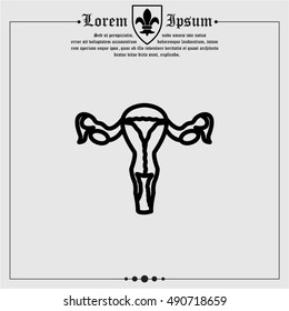 Web line icon. Uterus.