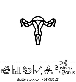 Web line icon. Uterus.