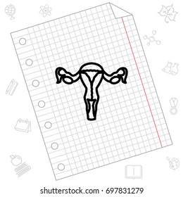 Web line icon. Uterus.