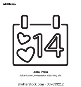 Web line icon. Valentine's Day, calendar