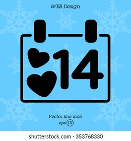 Web line icon. Valentine's Day, calendar