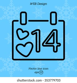 Web line icon. Valentine's Day, calendar