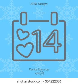 Web line icon. Valentine's Day, calendar