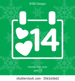 Web line icon. Valentine's Day, calendar