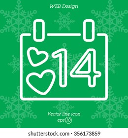 Web line icon. Valentine's Day, calendar