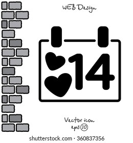 Web line icon. Valentine's Day, calendar