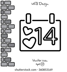 Web line icon. Valentine's Day, calendar