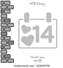 Web line icon. Valentine's Day, calendar