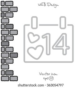 Web line icon. Valentine's Day, calendar