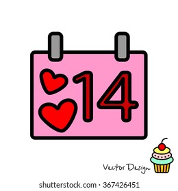 Web line icon. Valentine's Day, calendar