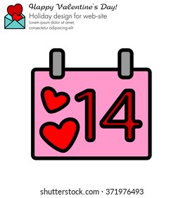 Web line icon. Valentine's Day, calendar