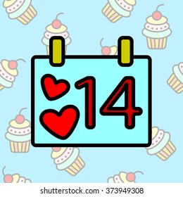 Web line icon. Valentine's Day, calendar