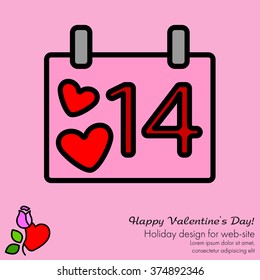 Web line icon. Valentine's Day, calendar