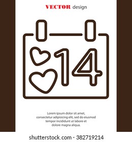 Web line icon. Valentine's Day, calendar