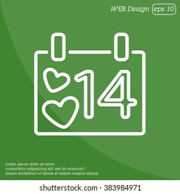 Web line icon. Valentine's Day, calendar