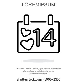 Web line icon. Valentine's Day, calendar