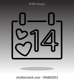 Web line icon. Valentine's Day, calendar