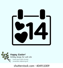 Web line icon. Valentine's Day, calendar