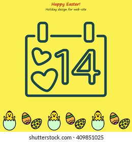Web line icon. Valentine's Day, calendar